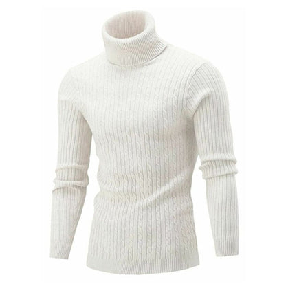 Men’s Textured Cable Knit High-Neck Sweater