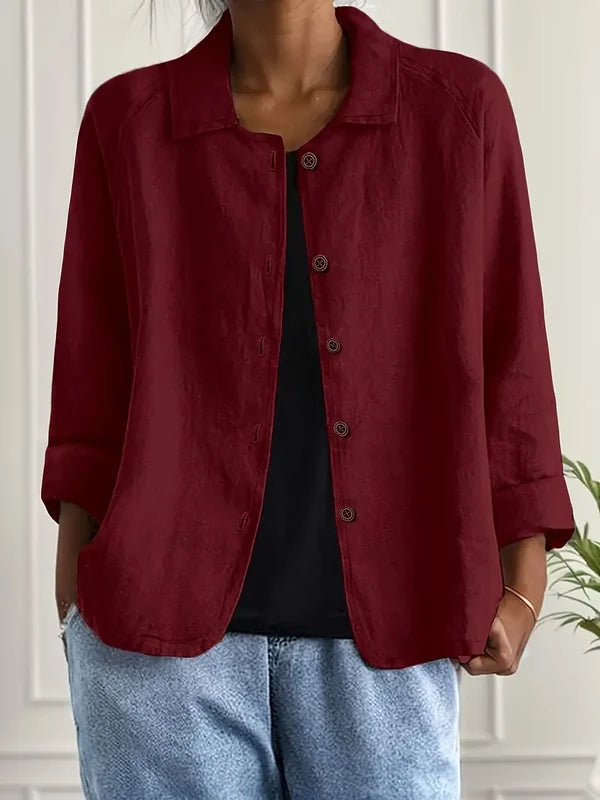 Women’s Relaxed Collared Button-Front Layering Cardigan