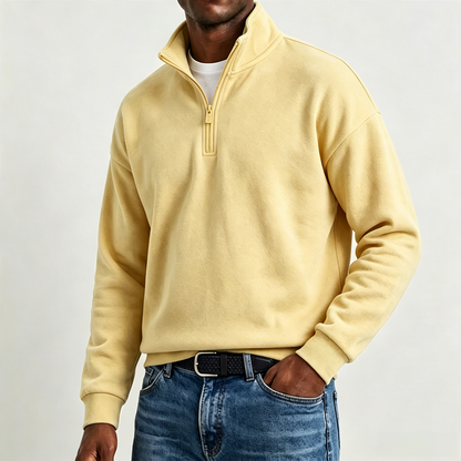 Men’s Cotton-Cashmere Relaxed Quarter-Zip Sweatshirt