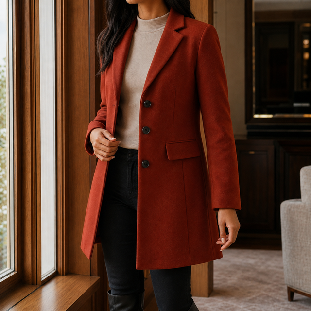 Women’s Wool Blend Fitted Flared Coat