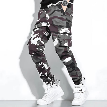 Men’s Stretch Camouflage Cargo Pants with Tapered Fit