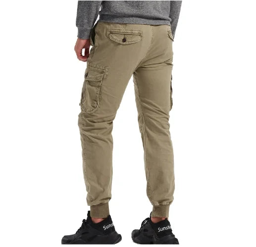 Men’s Slim-Fit Utility Cargo Pants with Elastic Cuffs