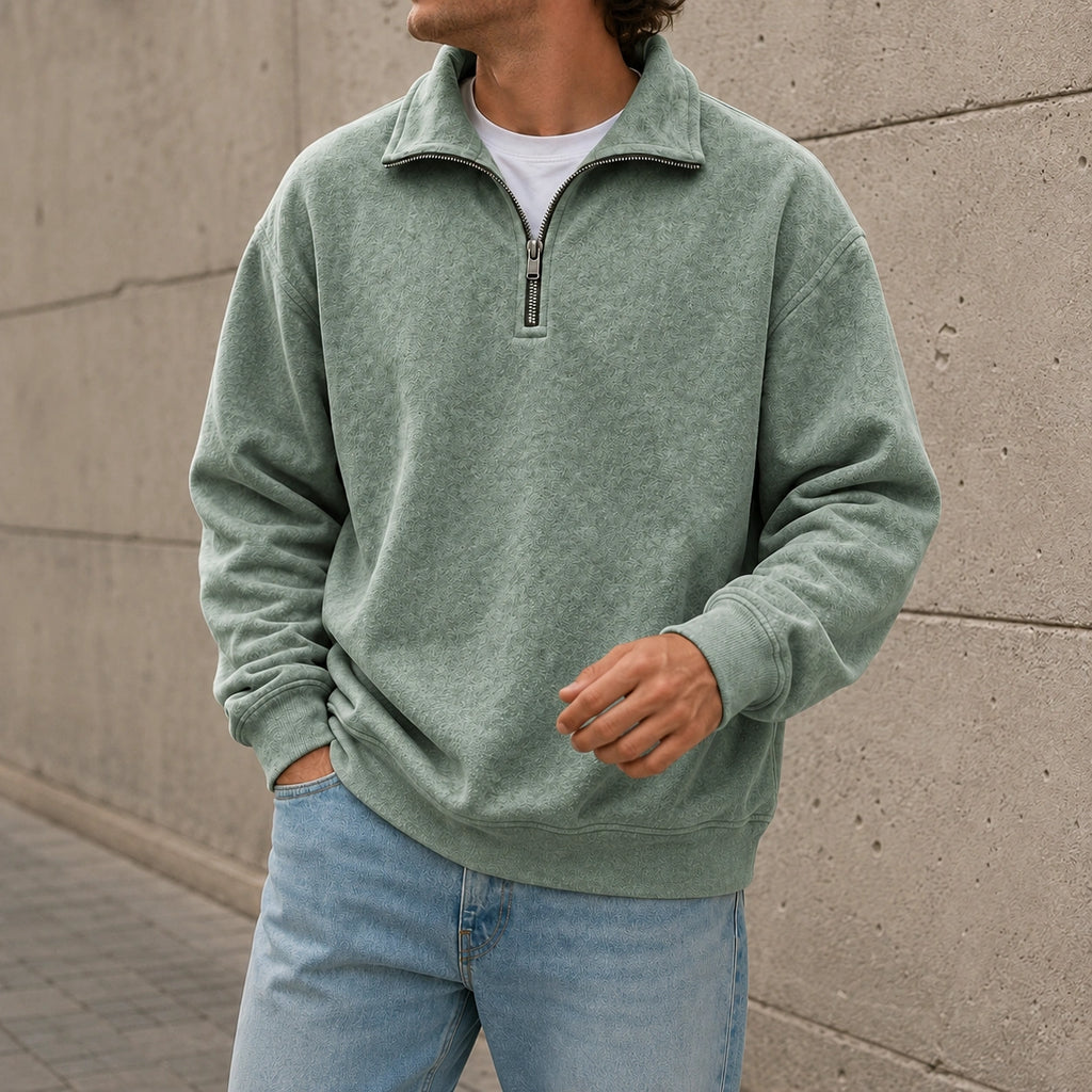 Men’s Relaxed Solid Half-Zip Sweatshirt
