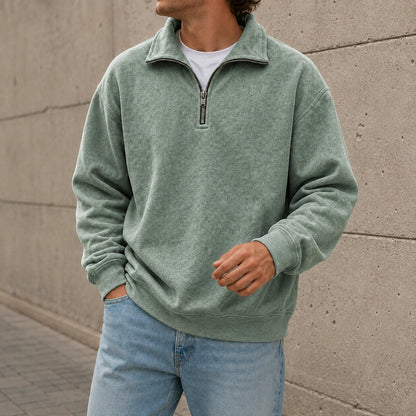 Men’s Relaxed Solid Half-Zip Sweatshirt