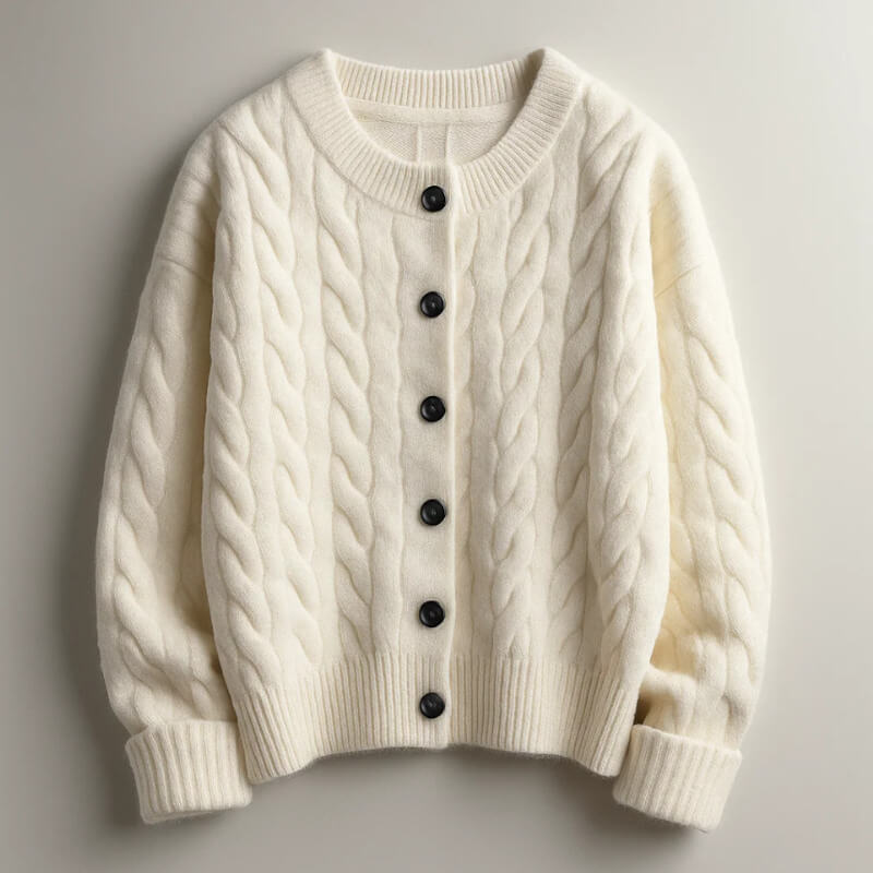 Men’s Wool-Knit Shawl Collar Button Cardigan Coat