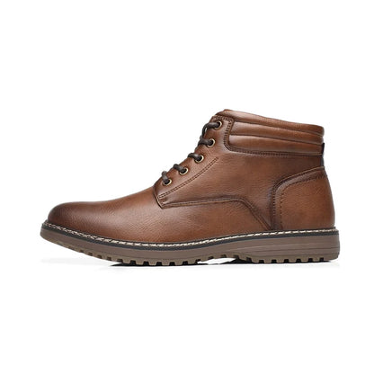 Men’s Business Ankle Boots with Round Toe and Medium Heel