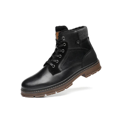 Men’s PU Leather Winter Boots with Warm Faux Fur Lining