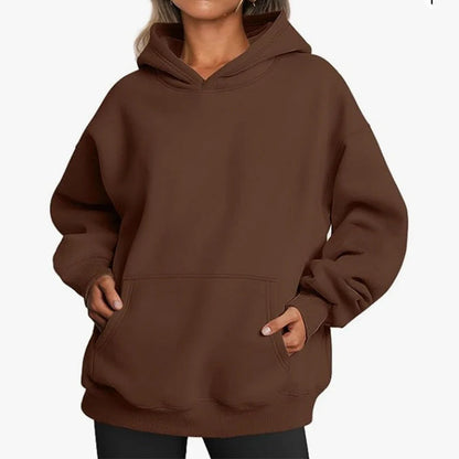 Women’s Oversized Cotton Blend Drop-Shoulder Pullover Hoodie