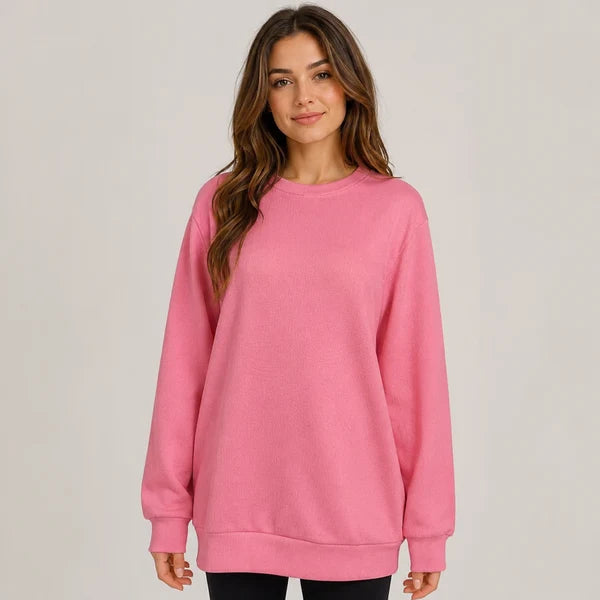 Women’s Textured Oversized Crew Neck Sweater with Dropped Shoulders