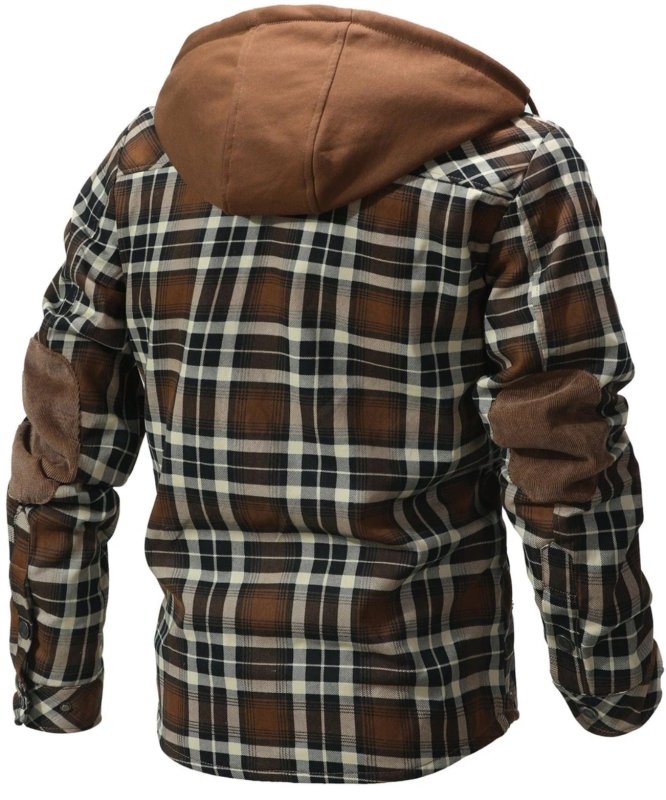 Men’s Printed Fleece-Lined Hooded Shirt Jacket