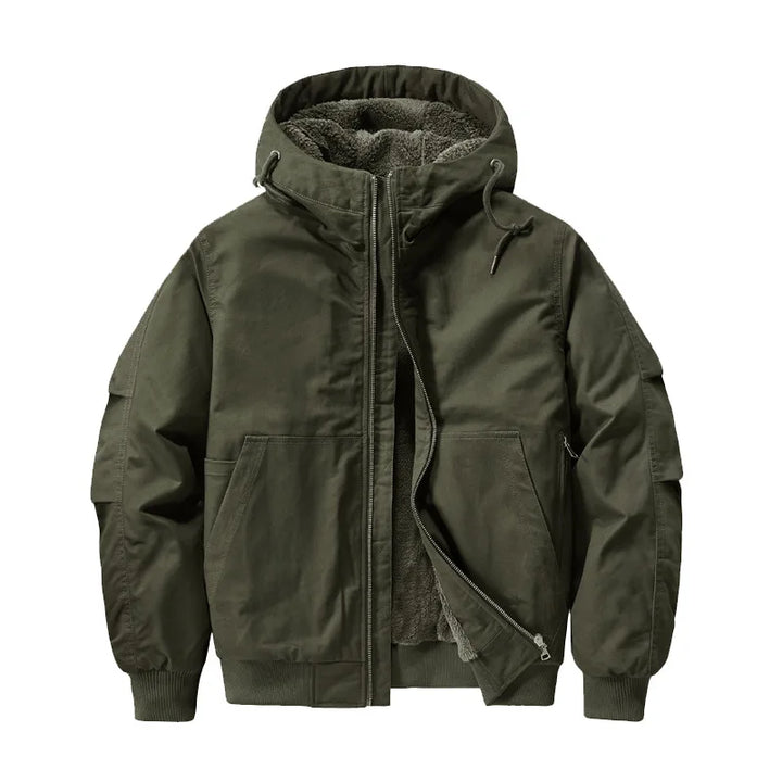 Men’s Cotton Fleece-Lined Hooded Bomber Jacket