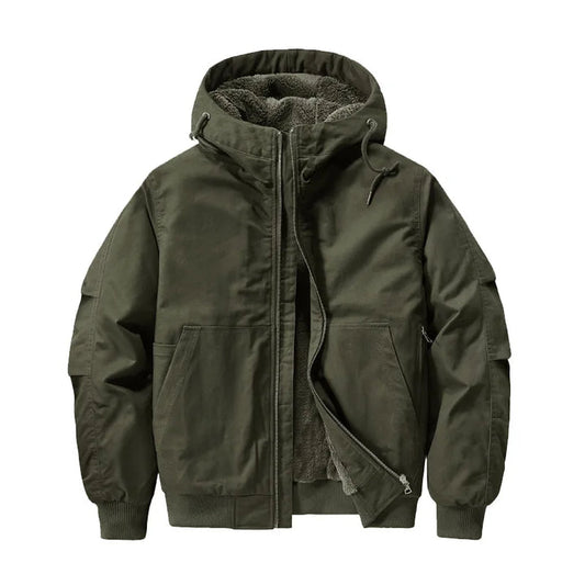 Men’s Cotton Fleece-Lined Hooded Bomber Jacket