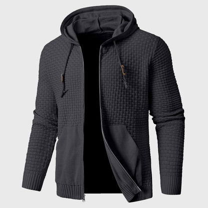Men’s Textured Knit Full-Zip Hooded Jacket