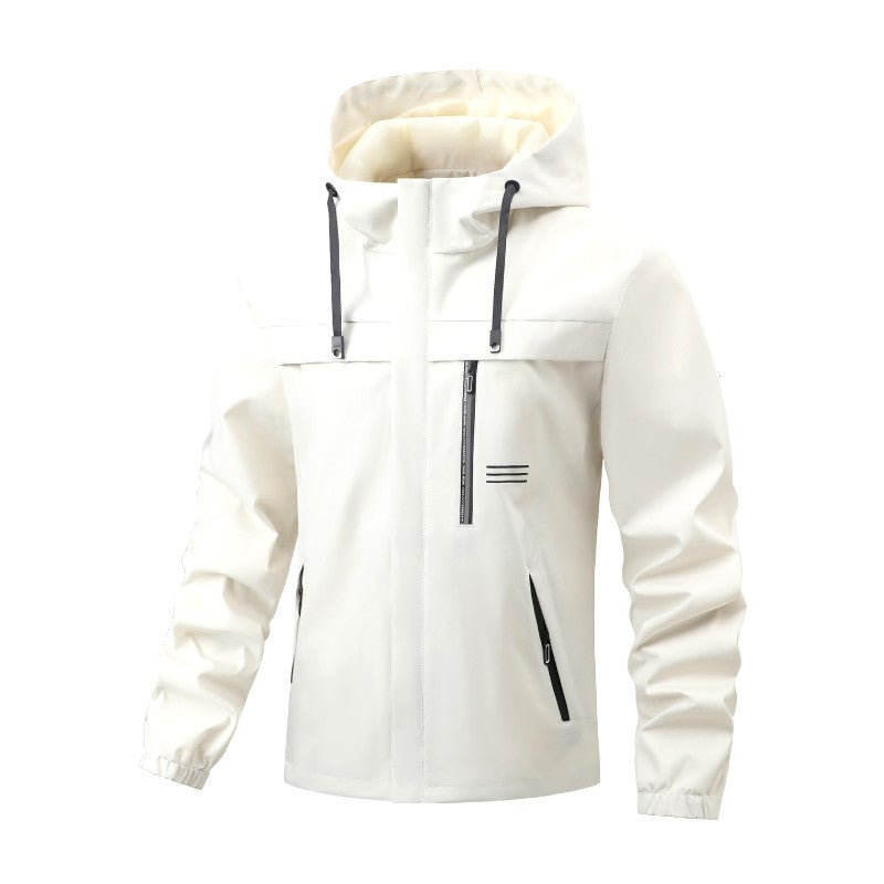 Men’s Waterproof Hooded Full-Zip Rain Windbreaker