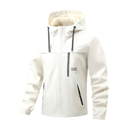 Men’s Waterproof Hooded Full-Zip Rain Windbreaker