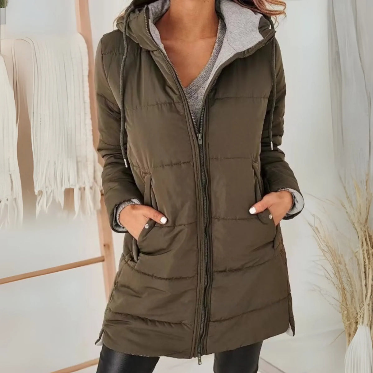Women's Hooded Down-Filled Puffer Jacket for Winter