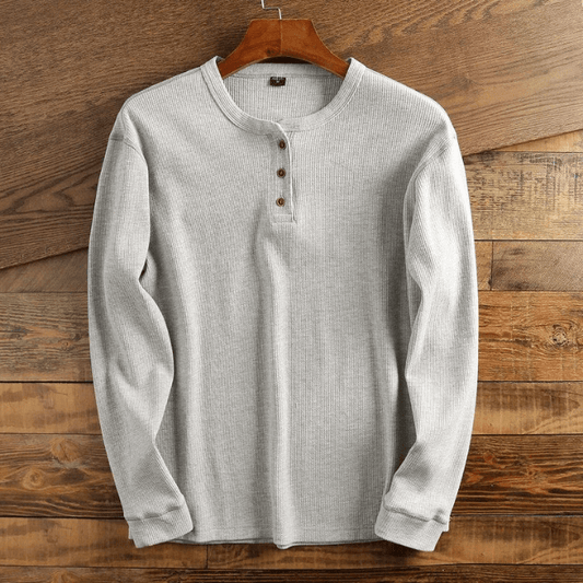 Men’s Textured Waffle-Knit Button-Placket Henley