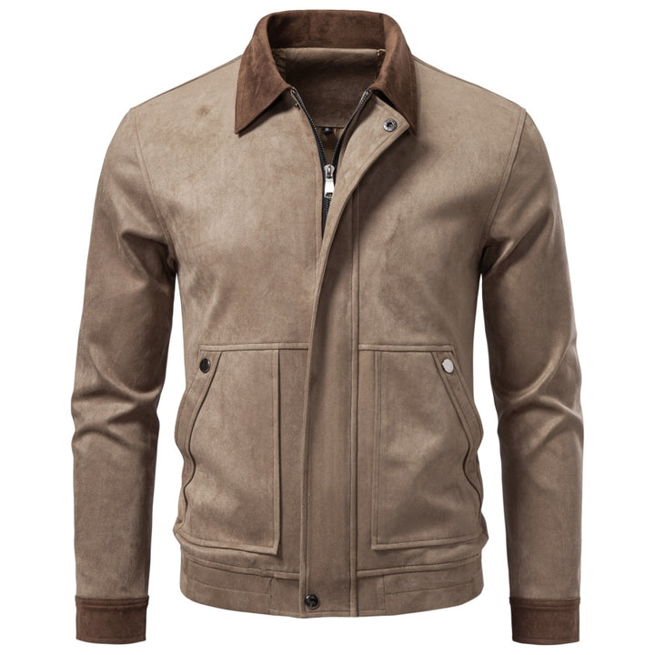 Men's Suede-Style Zip-Up Casual Jacket