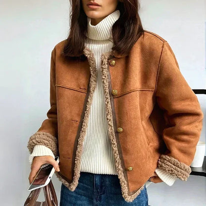 Women’s Genuine Sheepskin Jacket with Structured Transitional Style