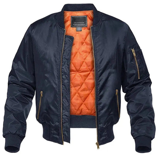 Men’s Contrast-Lined Quilted Zip Bomber Jacket