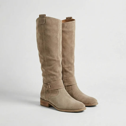 Women’s Knee-High Slouch Boots with Soft Suede-Look Finish
