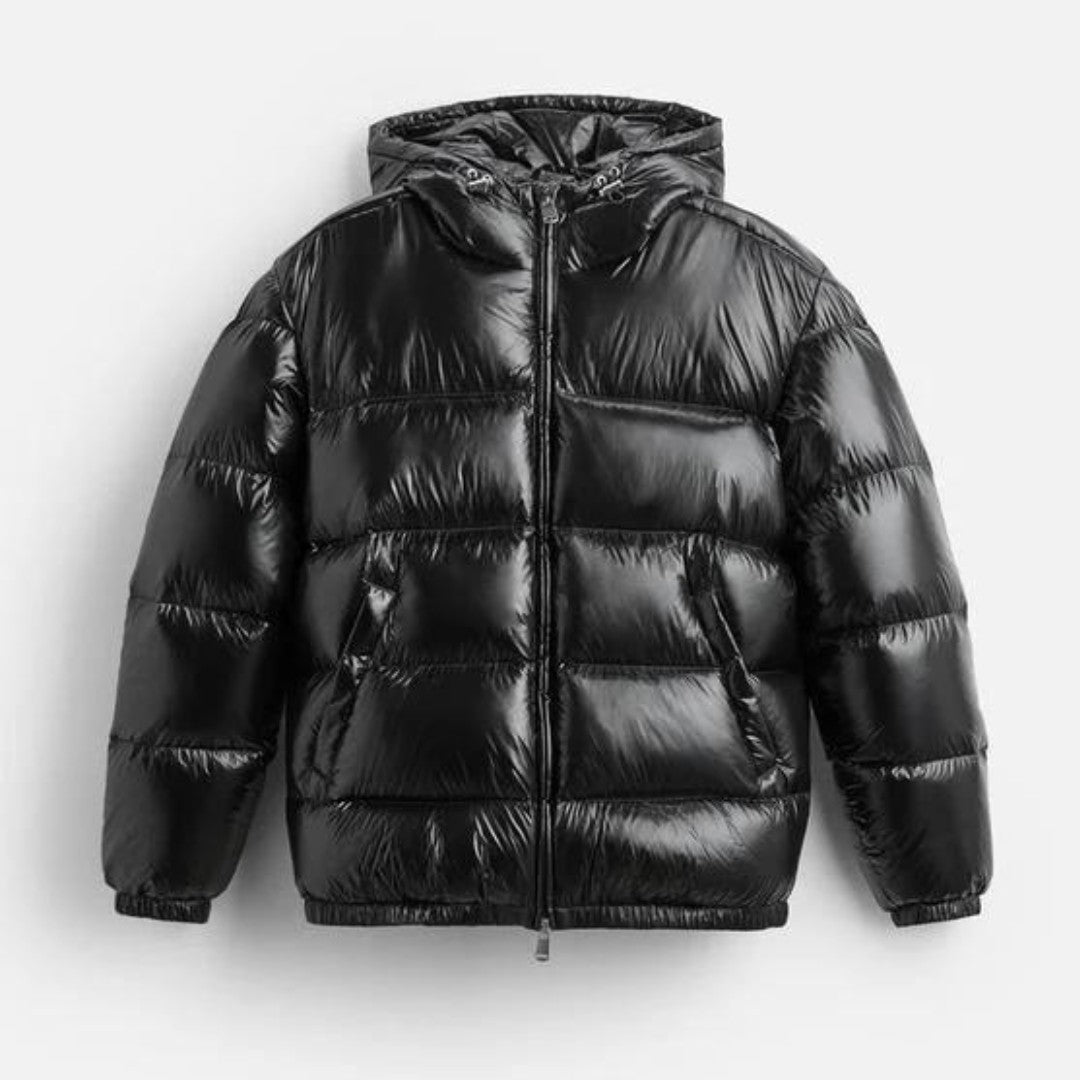 Men’s Lightweight Hooded Puffer Jacket with High Collar