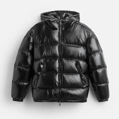 Men’s Lightweight Hooded Puffer Jacket with High Collar