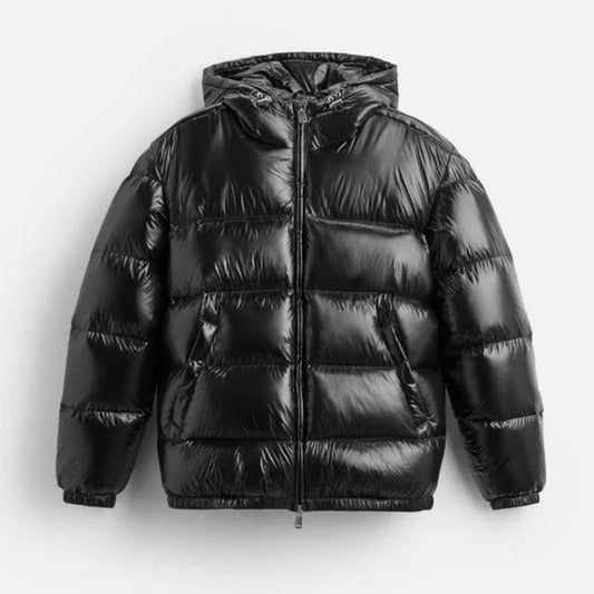 Men’s Lightweight Hooded Puffer Jacket with High Collar