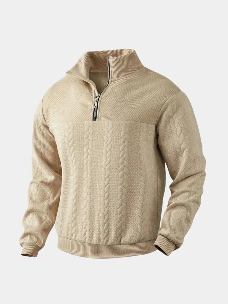 Men’s Embroidered Quarter-Zip Henley Knit Pullover