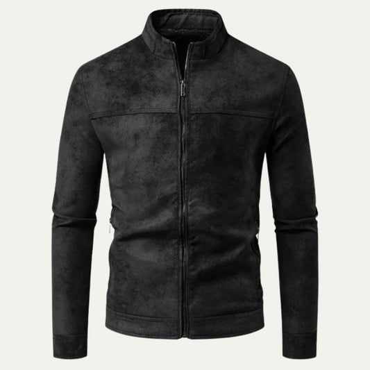 Men’s Asymmetric Zip Leather-Look Moto Jacket