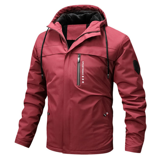 Men's Fleece-Lined Hooded Outdoor Jacket
