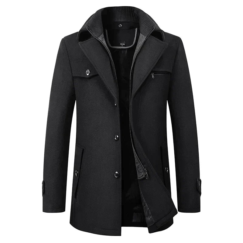 Men’s Long Double-Breasted Classic Trench Coat
