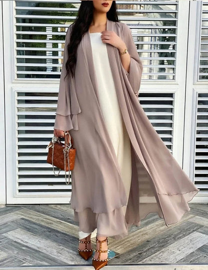 Women’s Long Sheer Chiffon Ruffle Kimono Cardigan