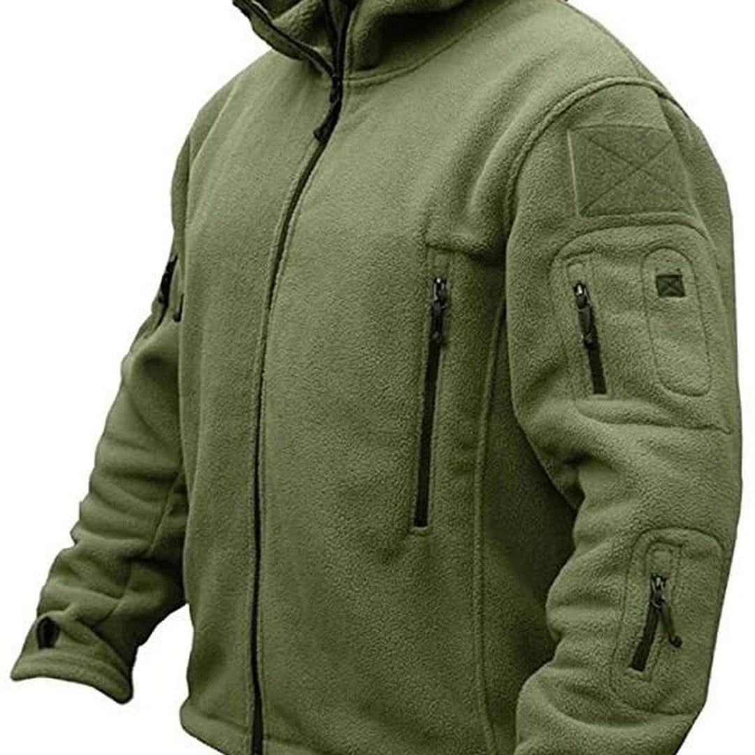 Men’s Fleece-Lined Hooded Multi-Pocket Outdoor Jacket