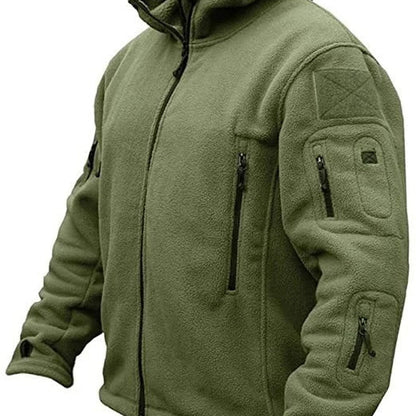 Men’s Fleece-Lined Hooded Multi-Pocket Outdoor Jacket