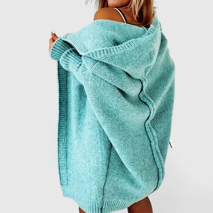 Women’s Textured Hooded Open-Front Knit Cardigan