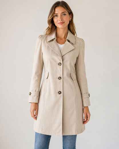 Women’s Short Tailored Cotton Blend Trench Jacket