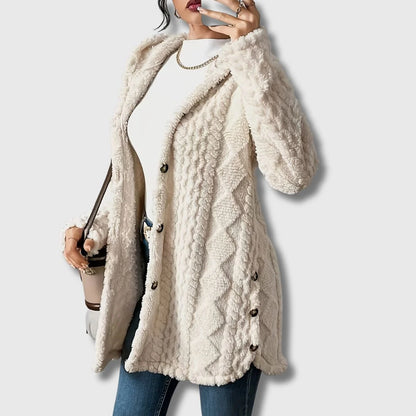 Women’s Soft Teddy Coat with Cozy Hood and Relaxed Fit