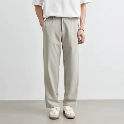 Men’s Relaxed Cotton-Linen Straight-Leg Trousers