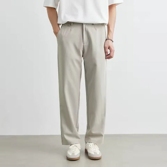 Men’s Relaxed Cotton-Linen Straight-Leg Trousers