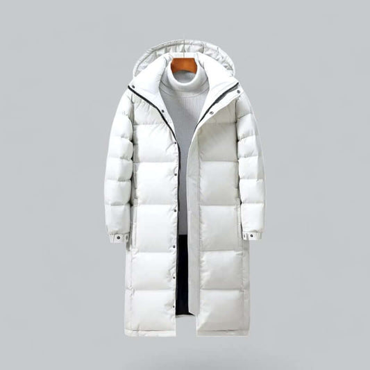 Men’s Longline Quilted Hooded Winter Coat