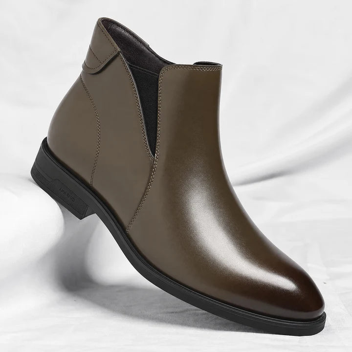 Men’s Leather Chelsea Boots with Cushioned Footbed and Rubber Sole
