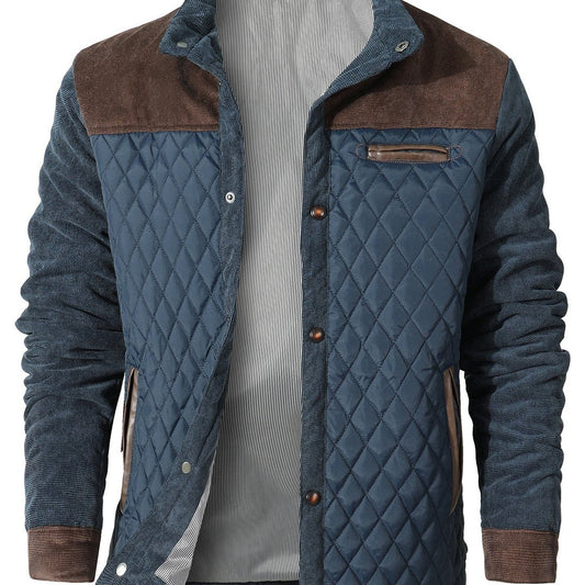 Men’s Lightweight Dual-Tone Diamond Quilted Travel Jacket