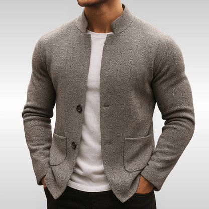 Men’s Modern Quilted Stand-Collar Two-Button Jacket