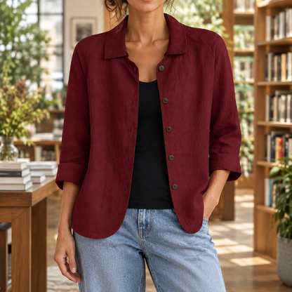 Women’s Soft Woven Relaxed Button Blazer