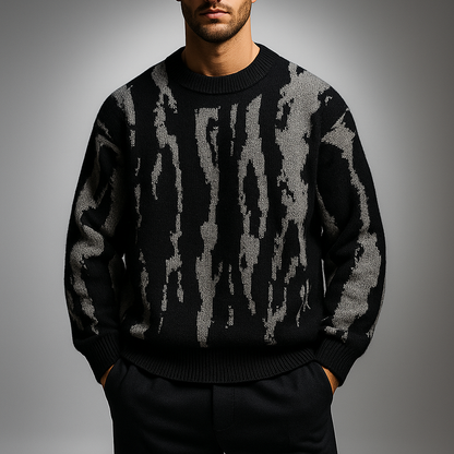 Men’s Textured Vertical Pattern Crewneck Sweater