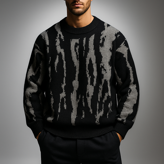 Men’s Textured Vertical Pattern Crewneck Sweater