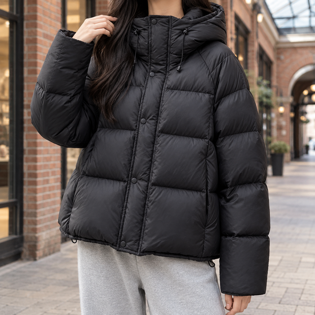 Women’s Relaxed Quilted Duck-Down Hooded Puffer Jacket