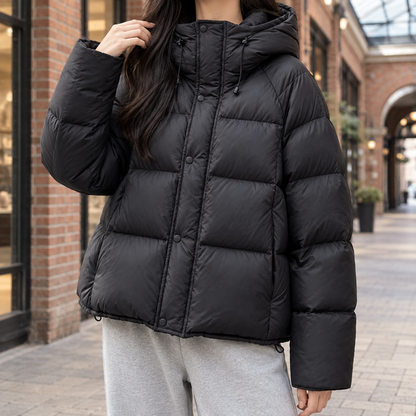 Women’s Relaxed Quilted Duck-Down Hooded Puffer Jacket