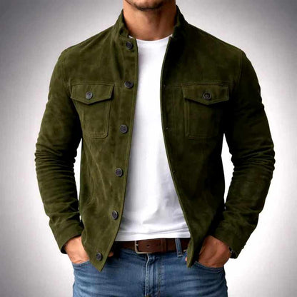 Men’s Modern Tailored Stand-Collar Button Jacket